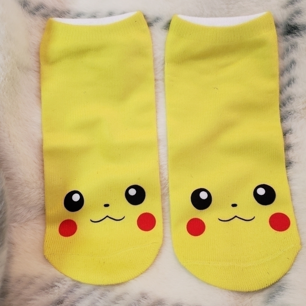 Yellow Pikachu Ankle Socks